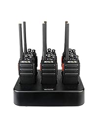Retevis H-777S Walkie Talkies Recargable de largo alcance UHF FRS Cifrado de seguridad VOX Radios de dos vías (paquete de 6) con cargador de seis vías Cargador múltiple