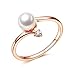 Bella Lotus SHINCO 18k Rose Gold Plated Simulated Pearl Rings Wedding Bands Mothers Day Gifts, Size 8