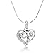 CHUVORA 925 Sterling Silver Mom and Child Heart Mother's Day Pendant Necklace, 18 inches