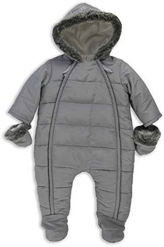 The Essential One - Unisex Baby Fur Trimmed Snowsuit Pram 9-12 Months Grey