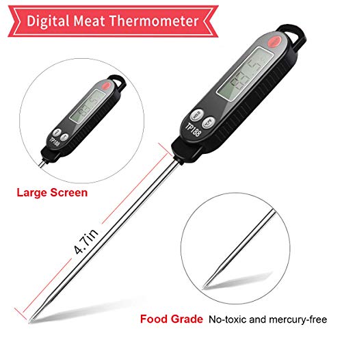 Termometro da Cucina, Termometro Cucina Digitale Professionale, Lettura Istantanea Termometro Carne con Sonda Lunga per Barbecue, Pasticceria, Latte, Cottura