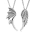 White Gold Plated 2 Piece Dragon and Angel Wing Couple Pendant Necklace Set