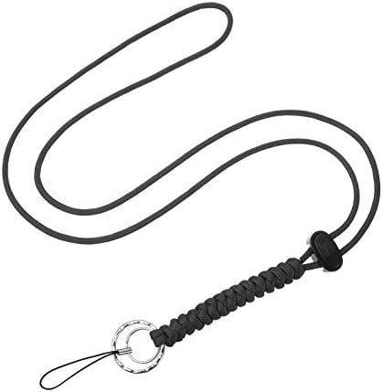 XUANTAI 23 inches Braided Paracord Lanyard Necklace Adjustable with Ring and Clip for Keys,Camera,Cellphone (Blue black)
