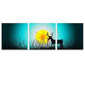 wall26 3 Panel Canvas Wall Art Beautiful Moonlit...