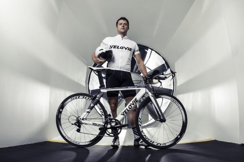 VeloVie Veloce 100 Carbon Axis Triathlon/TT Bicycle Frame and Fork Set, Grey/White, 54cm/Medium