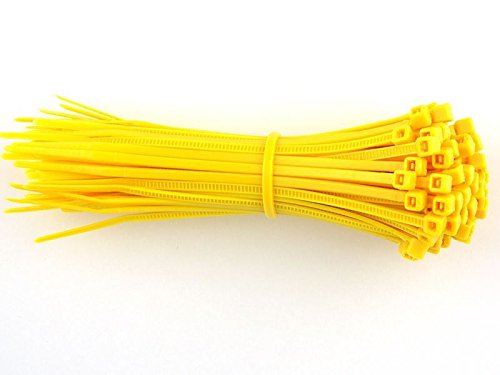 100 Yellow Cable Ties, Strong Nylon, 100mm x 2.5mm