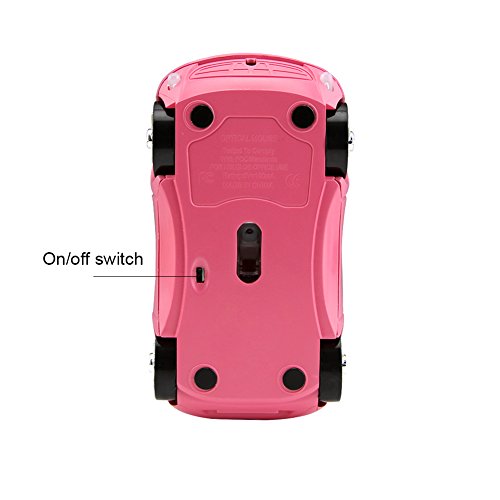 3D Sports Car Shape 2.4GHz Wireless Mouse Optical Gaming Mouse with USB Receiver for PC Laptop Computer (Pink)
