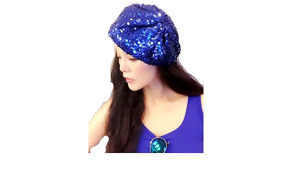 Deep Blue Sequin Beret,Caps,Hats 