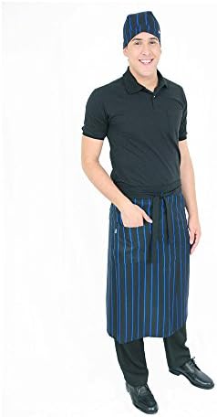 Dam Uniform Black Bistro Apron Royal Stripe - One Size