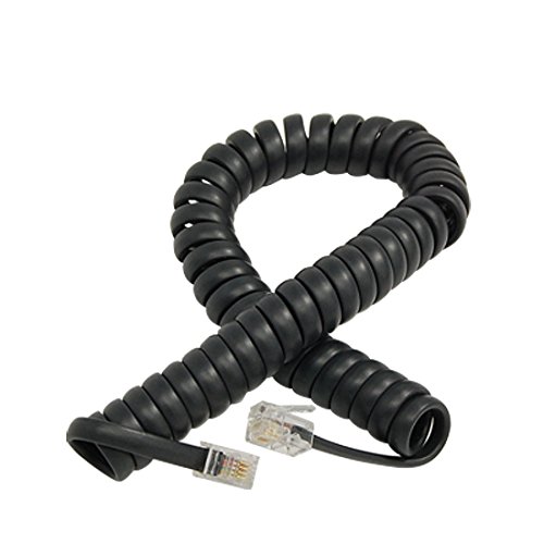 Uxcell RJ9 Telephone Modem Coil Line and Cable, 9.3-Inch for Landline Telephone, Black