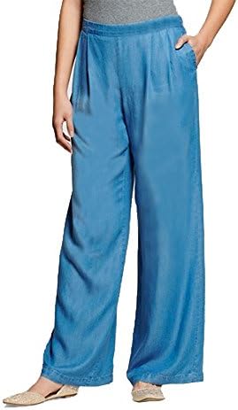 Women's Relaxed Fit Chambray Denim Look Pants