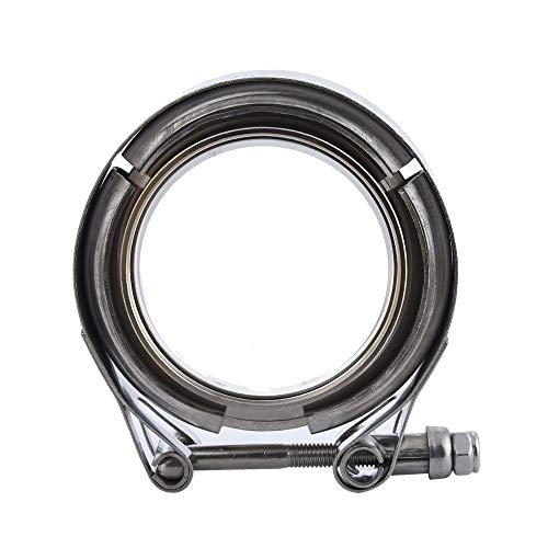 3''Exhaust Pipe Clamp,SS304 V-Band Clamp Stainless Steel M/F 3v Band Turbo Exhaust Downpipe For Flanged Filter Racks, Turbocharging Systems,Exhaust Systems,And Industrial Applications (Silver)