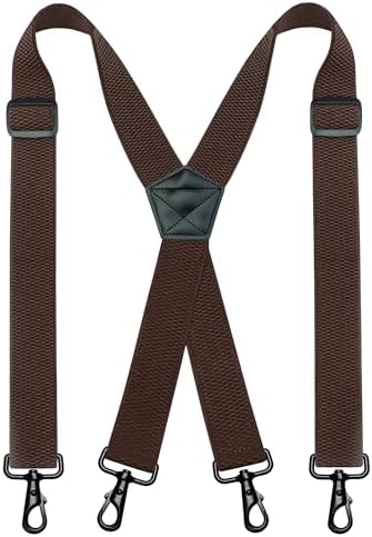 Alizeal Men's 4Pcs 2.5cm Swivel Hooks Suspender with Leather Joint