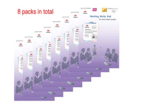 8 Packs 4A Super Sticky Easel Pad,White Sheets,Meeting Pad,Self-Stick Flip Chart Paper,Great for Team Work,23 x 31.5 Inches,Large Size,20 Sheets/Pad,1 Pad/Pack,More Sticky,4A Meeting-41-W