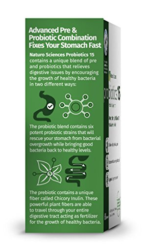 Naturo Sciences Probiotics 15 Billion CFU, Advanced Probiotic Supplement, Time Released Capsules in Dry Nitrogen Filled Blister Packs, 60 Servings, 1 a Day Servings