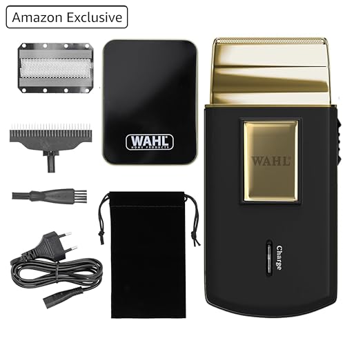 Wahl Travel Shaver Gold Edition Cordless Rechargeable Electric Shaver for Men, Great for Travel, Hair and Beard Trimmer, Compact and Portable