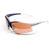 MAXXDomain Golf Sport Riding Sunglasses White Blue Frame with High Definition Amber Lens