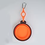 FastEngle TPE Travel Collapsible Dog Bowl Pet Dogs Food & Water Bowl Portable Pet Bowls, Cat Bowl with Bottle Holder and Belt Clip Premium Food Grade Silicone Lightweight, Leak Proof (S, Orange)