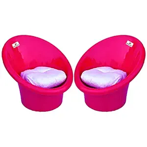 ANJWAR Tub Chairs/ARM Chairs/Chairs for Home, Living Room/Indoor and Outdoor Chairs with Complimentary Cushions Set of 02 (Pink)