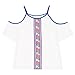 Women Spaghetti Strap White Off Shoulder Short Sleeve Shirt Top