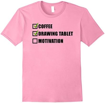 Mens Funny Animator Shirt - Coffee, Drawing Tablet, Motivation XL Pink