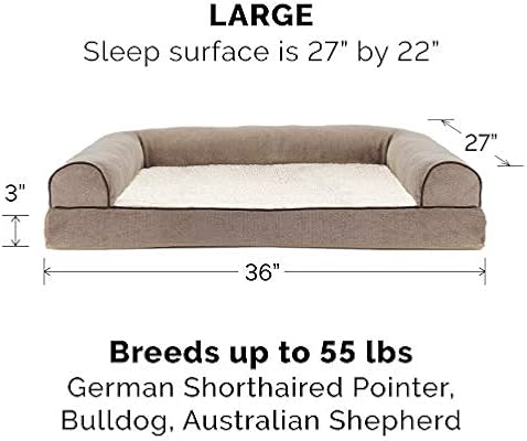 Amazon Com Furhaven Pet Dog Bed Orthopedic Faux Fleece And Chenille Soft Woven Traditional Sofa Style Living Room Couch Pet Bed With Removable Cover For Dogs And Cats Cream Large Pet