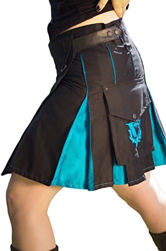 Women's Hybrid Cargo V-Kilt (Black / Turquoise, 30)