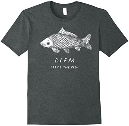 Mens carp diem, sieze the fish! funny carpe diem shirt. fishing. 2XL Dark Heather