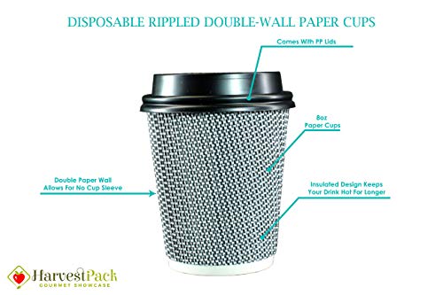 The [600 SET] 8 oz Disposable Double Walled Hot Cups with Lids are a premium option for individuals looking for a reliable and stylish way to enjoy their hot beverages. The set includes 600 cups and lids, making it a great option for offices, events, or even personal use.