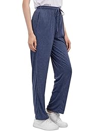 Zexxxy - Pantalones de dormir para mujer con cordón de algodón, con bolsillos