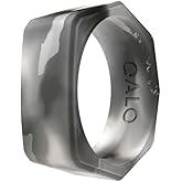 QALO Men & Women's Rubber Silicone Ring, Lake Rubber Unisex Wedding Band, Breathable, Durable Engagement Silicone Ring, 9mm Wide 2mm Thick, Black Granite, Size 10