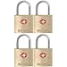 BRINKS TSA Approved Padlock, 22mm Solid Brass, Chrome-Plated with Hardened Steel Shackle, TSA Locks for Luggage, 4-Pack