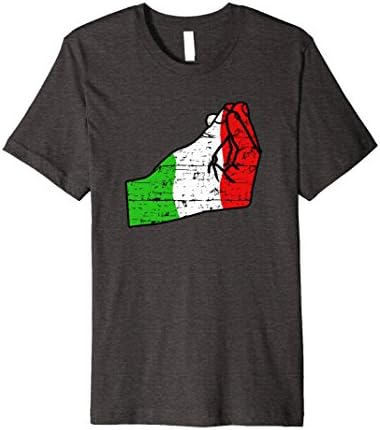 Mens Funny Italian hand gesture T-Shirt Medium Dark Heather