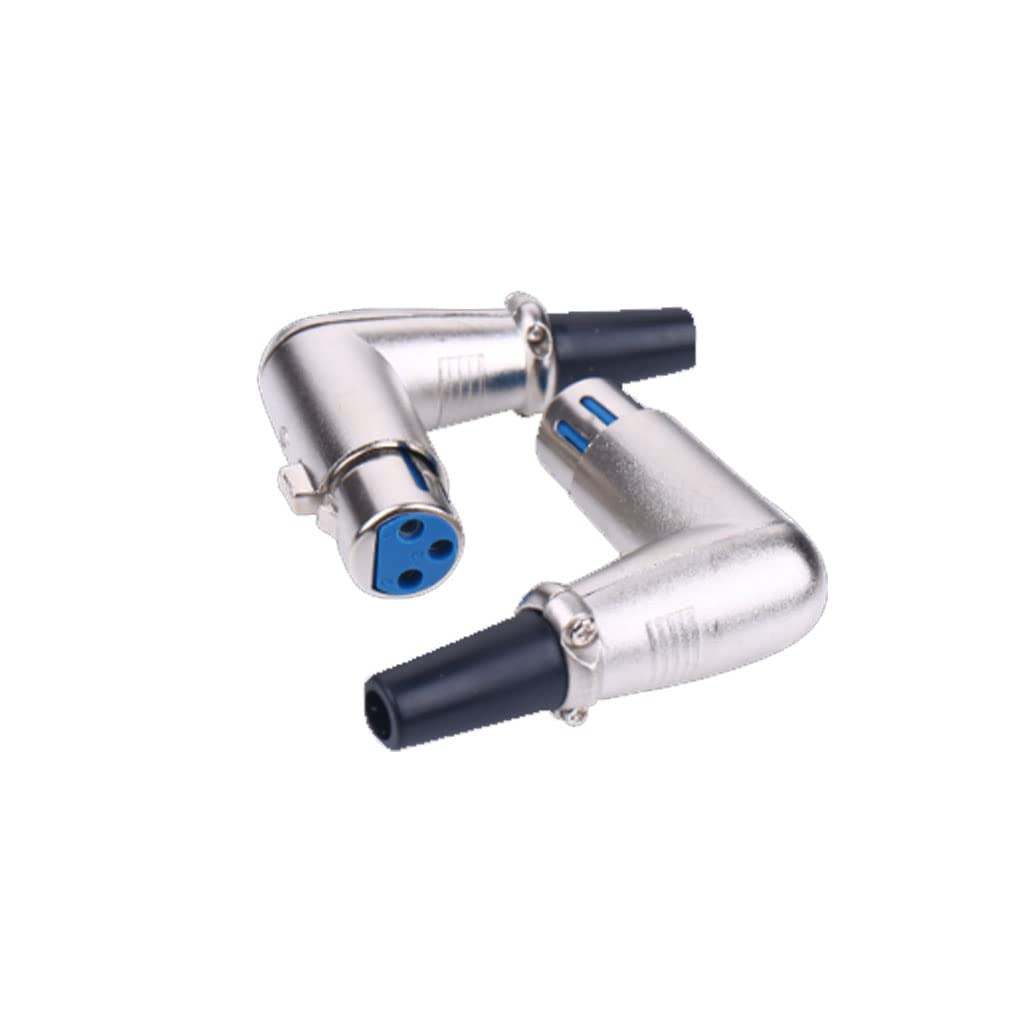 Alnicov 2PCS 3-Pin 90 Degree XLR Female Plug Microphone Speaker Right Angle Adapter for Microphone Loudspeakers etc