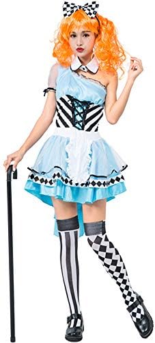 Honfill Queen Costume Novelty Blue Dress with Collar