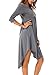 Levaca Womens Plain 3 4 Sleeve Loose Swing Casual T Shirt Dress Dark Gray XXL