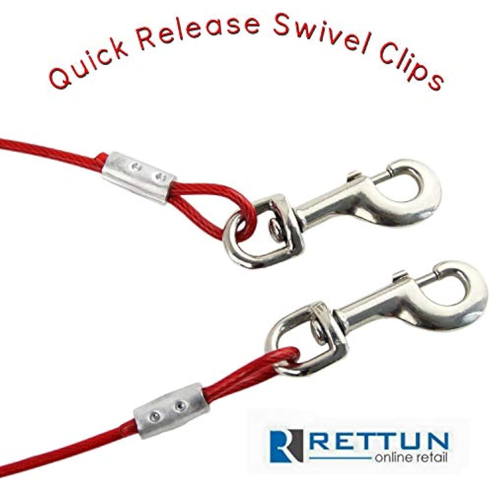 30ft Dog Tie Out Cable Dogs, 16" Chrome Plated Anti Rust Stake, Great