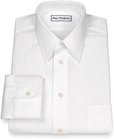 Paul Fredrick Men's Pinpoint Straight Collar Button Cuff Dress Shirt