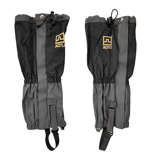 Luniquz Leg Gaiters, Waterproof Oxford Snow Boot Gaiters with Zipper Velcro, Tear Resistant Shoes Gaiters for Outdoor Hiking,Camping,Skiing,Fishing, Black