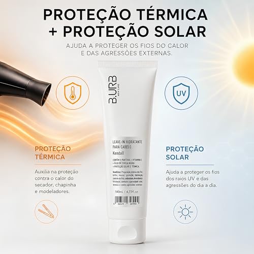 B.URB Leave-In Masculino Kendall 150ml Antifrizz, Proteção Térmica e Hidratação