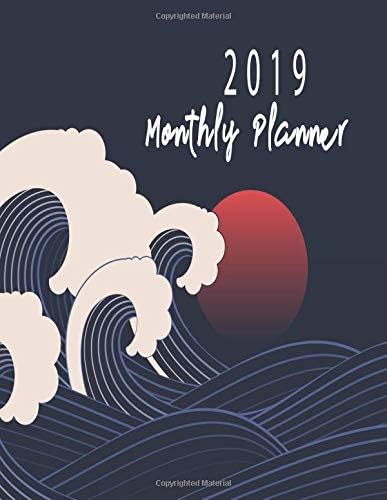 2019 Monthly Planner: Schedule Organizer Beautiful Black wave background in Japanese style Cover Monthly and Weekly Calendar To do List Top goal and Focus (Planner 2019) Paperback – Large Print, 15 Oct 2018