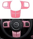 Opar Pink Steering Wheel Cover Trim for 2011 - 2017 Jeep Wrangler JK & Compass & Patriot - 3PCS/Set