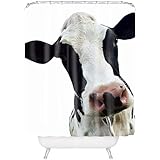 Funny Cow Head Polyester Fabric Bathroom Shower Curtain 60*72Inch