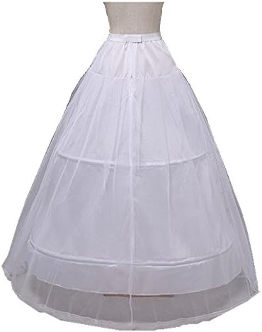 Noriviiq Womens Hoop Crinoline Skirt White Floor Length Petticoat Underskirt for Bridal Wedding Dress