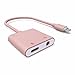 iPhone 7, 7 Plus Dual Function Lightning Adapter + 3.5mm Headphone Jack By OnGo - iPhone 7 Splitter With Extension Cable (Rose Gold)