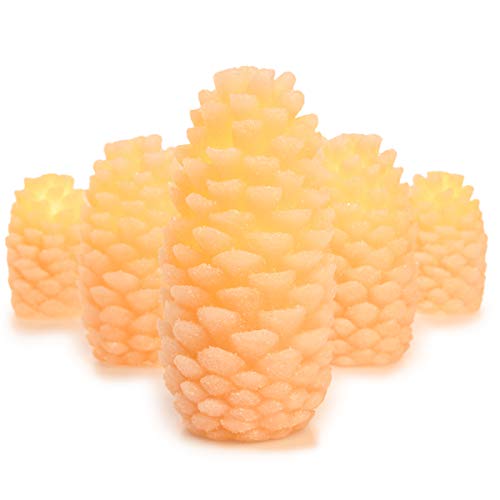 Candle Impressions 5 Piece Pinecone Flameless Candles with Timer Flickering Battery Operated Candles