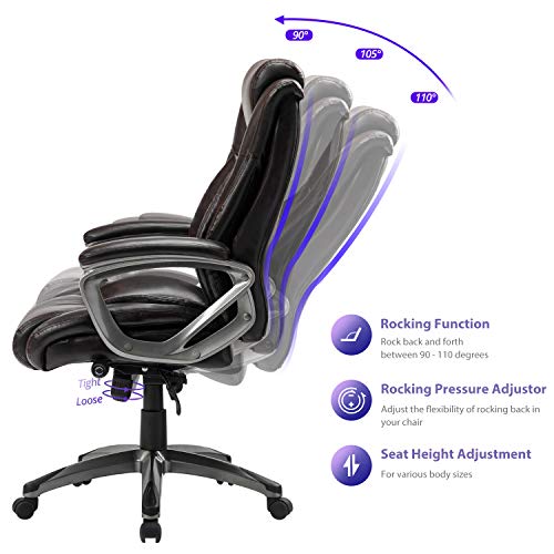 REFICCER Bonded Leather Office Chair Adjustable Builtin Lumbar