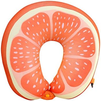 Superi Fruit Microbead Neck Pillow Soft U Shaped Cushion for Airplane Travel Sleeping and Cervical Support Orange
