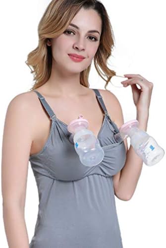 XGYUII Women Hands Free Pumping Nursing Bra Pregnant Mother Breastfeeding Breast Bra Fit Breast Pumps Like Spectra Medela Lansinoh Philips Avent Etc,Gray,L
