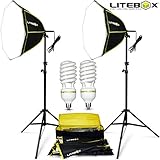 STUDIO-240X | Set of 2 Softbox Lights with Stands and Bag | Professional Lighting for YouTube Video Filming Portrait Photography Product Photoshoots &amp; More! - by LITEBOX